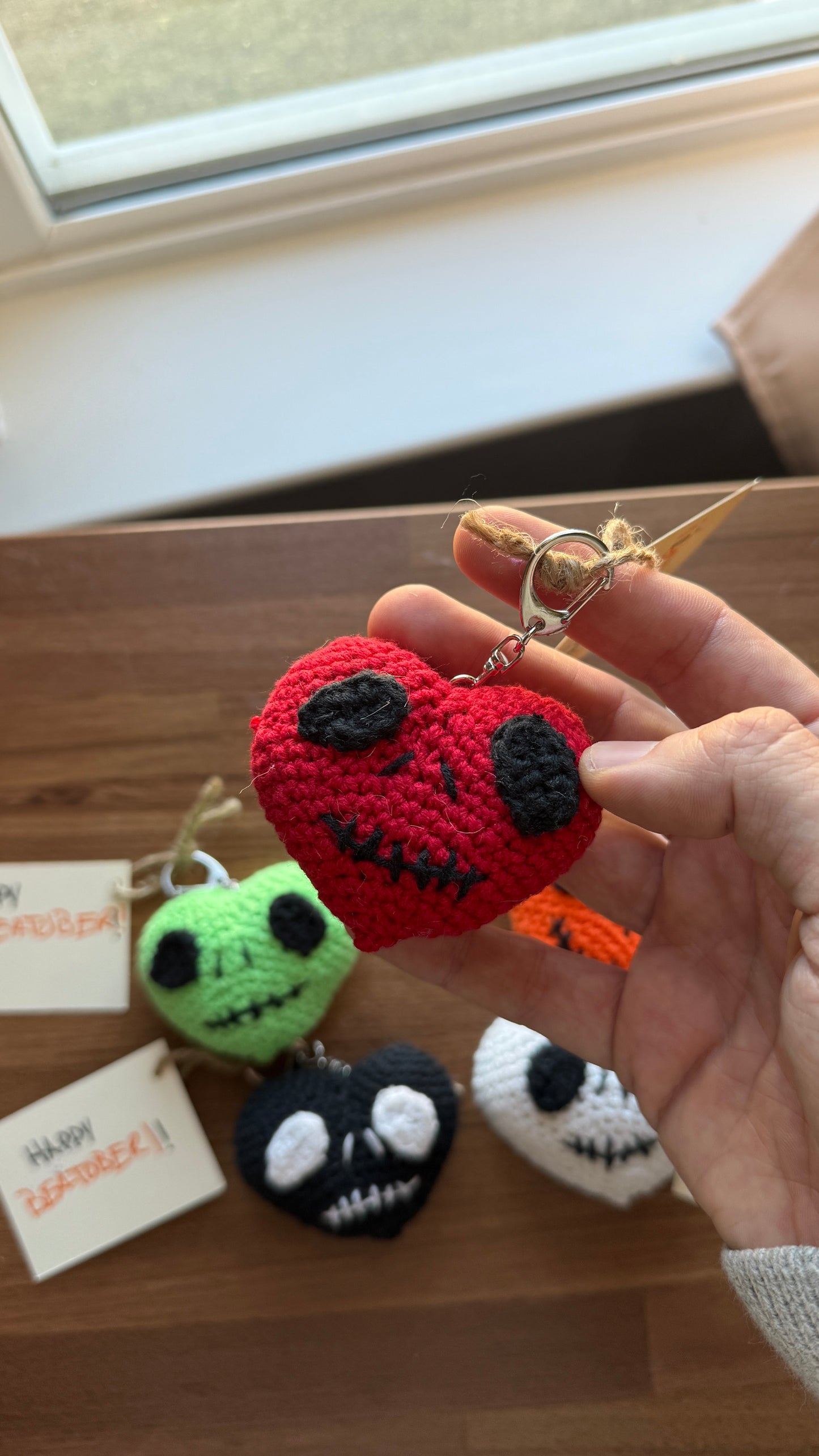 Crochet Skull Heart Charm (Handmade Limited Edition Beatober 2025!)