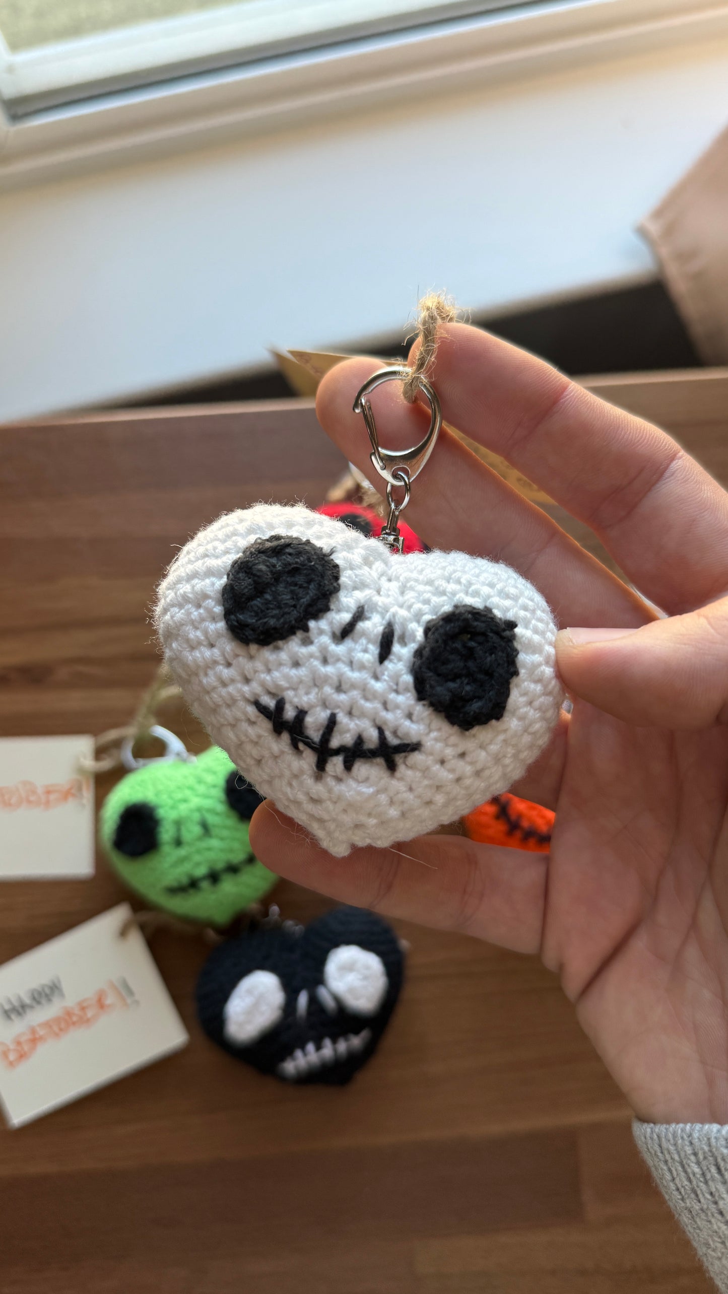 Crochet Skull Heart Charm (Handmade Limited Edition Beatober 2025!)