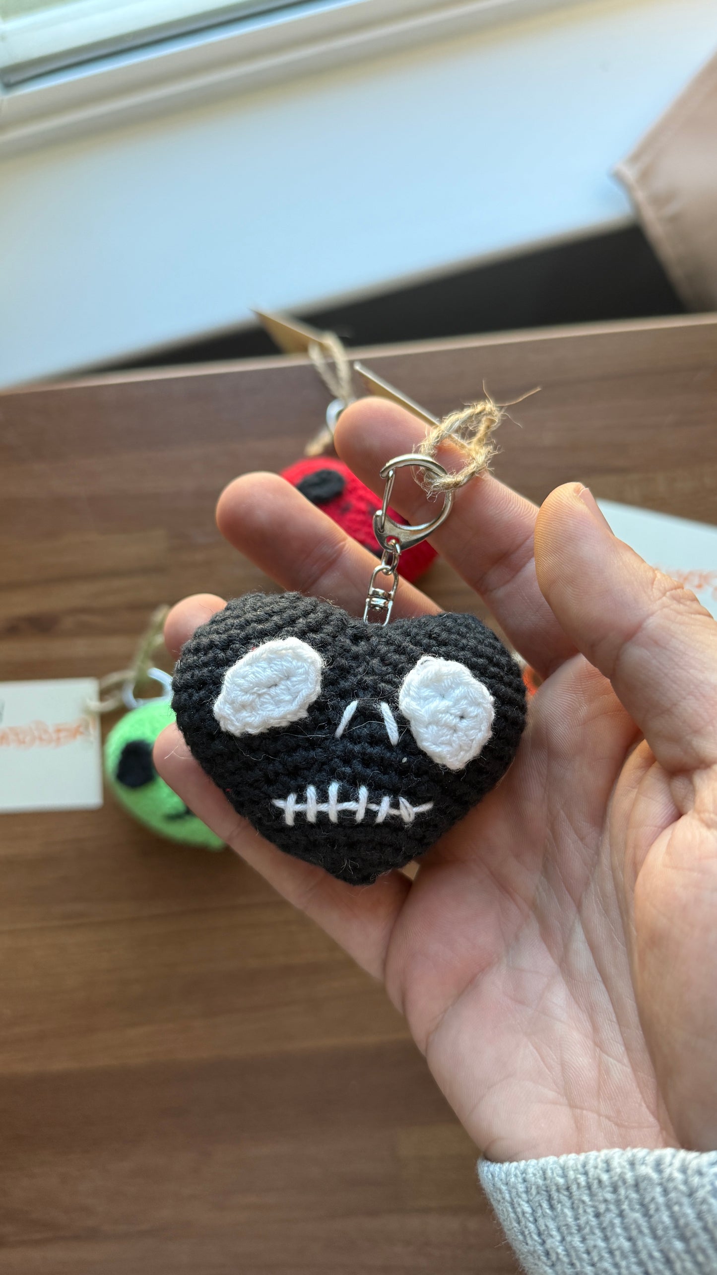 Crochet Skull Heart Charm (Handmade Limited Edition Beatober 2025!)