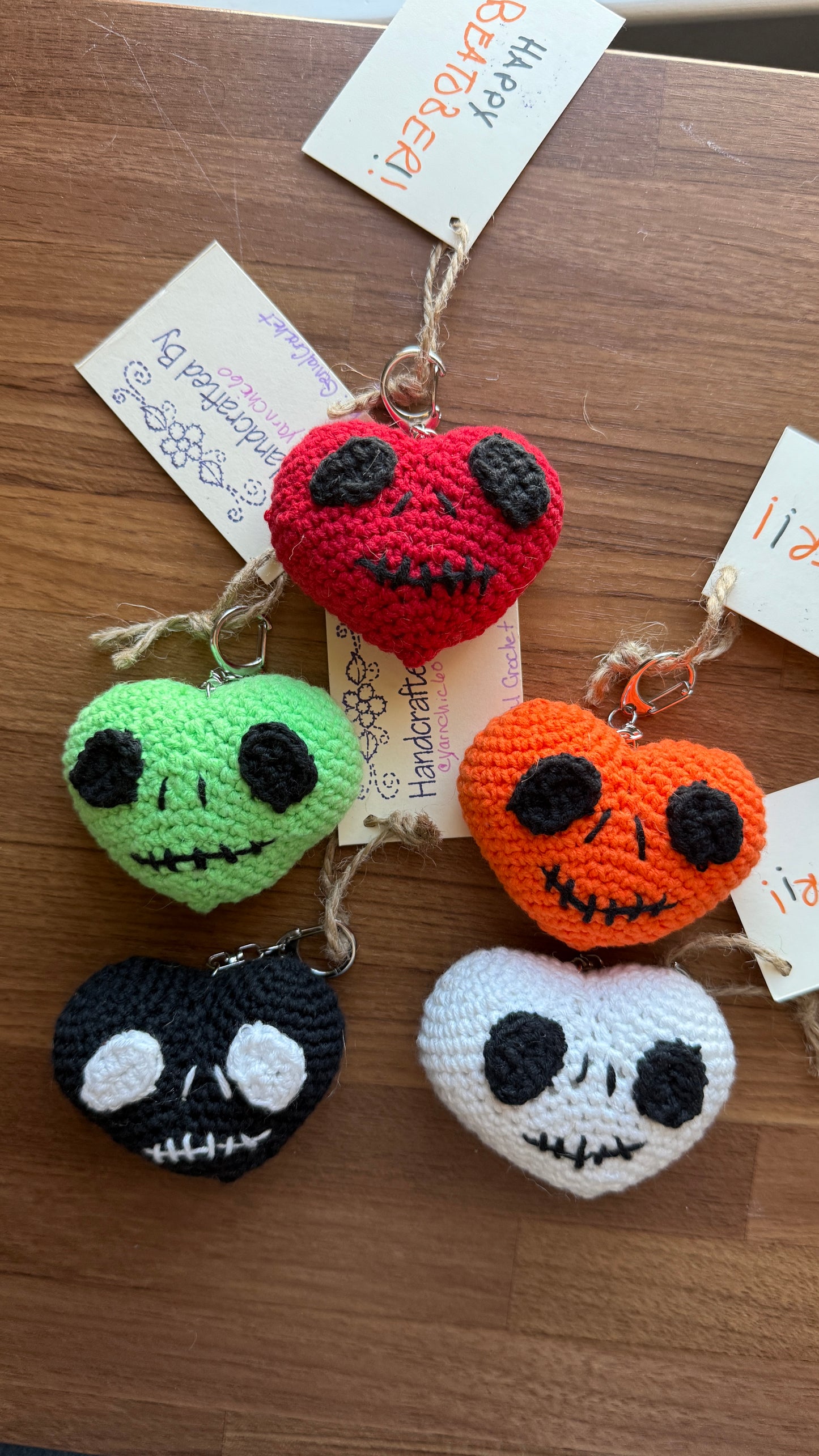 Crochet Skull Heart Charm (Handmade Limited Edition Beatober 2025!)